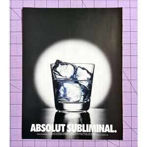 1990 Vintage Absolut Vodka Subliminal Message Original Print Advertising